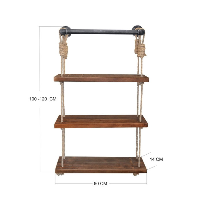 Hanah Home Estantería de Pared Gar005 en Nogal y Negro Hanah Home Estantería de Pared Gar005 en Nogal y Negro